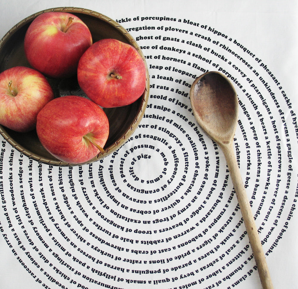 Animal Collective Nouns Flour Sack Kitchen Towel by Xenotees