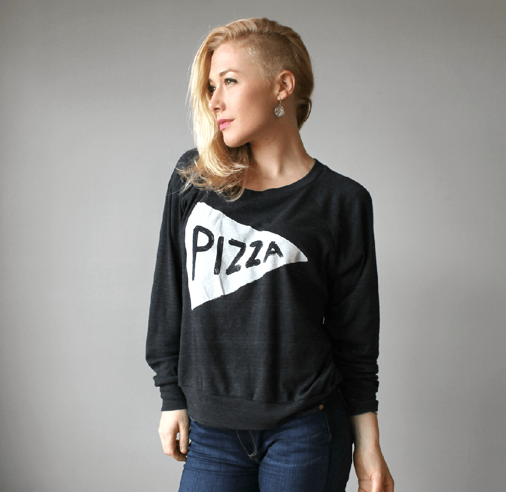 Pizza Womens Pullover Shirt in Black Womens Clothing Xenotees