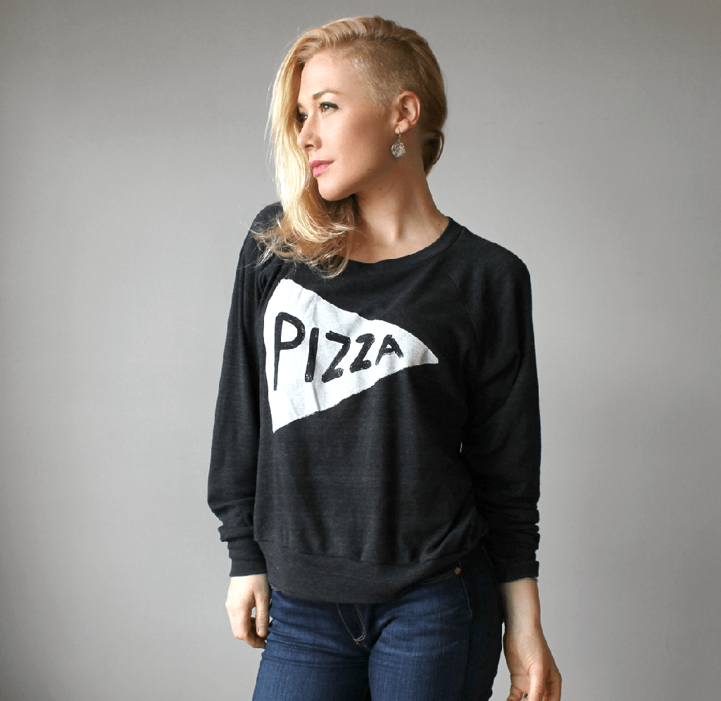 Pizza Womens Pullover Shirt in Black Womens Clothing Xenotees