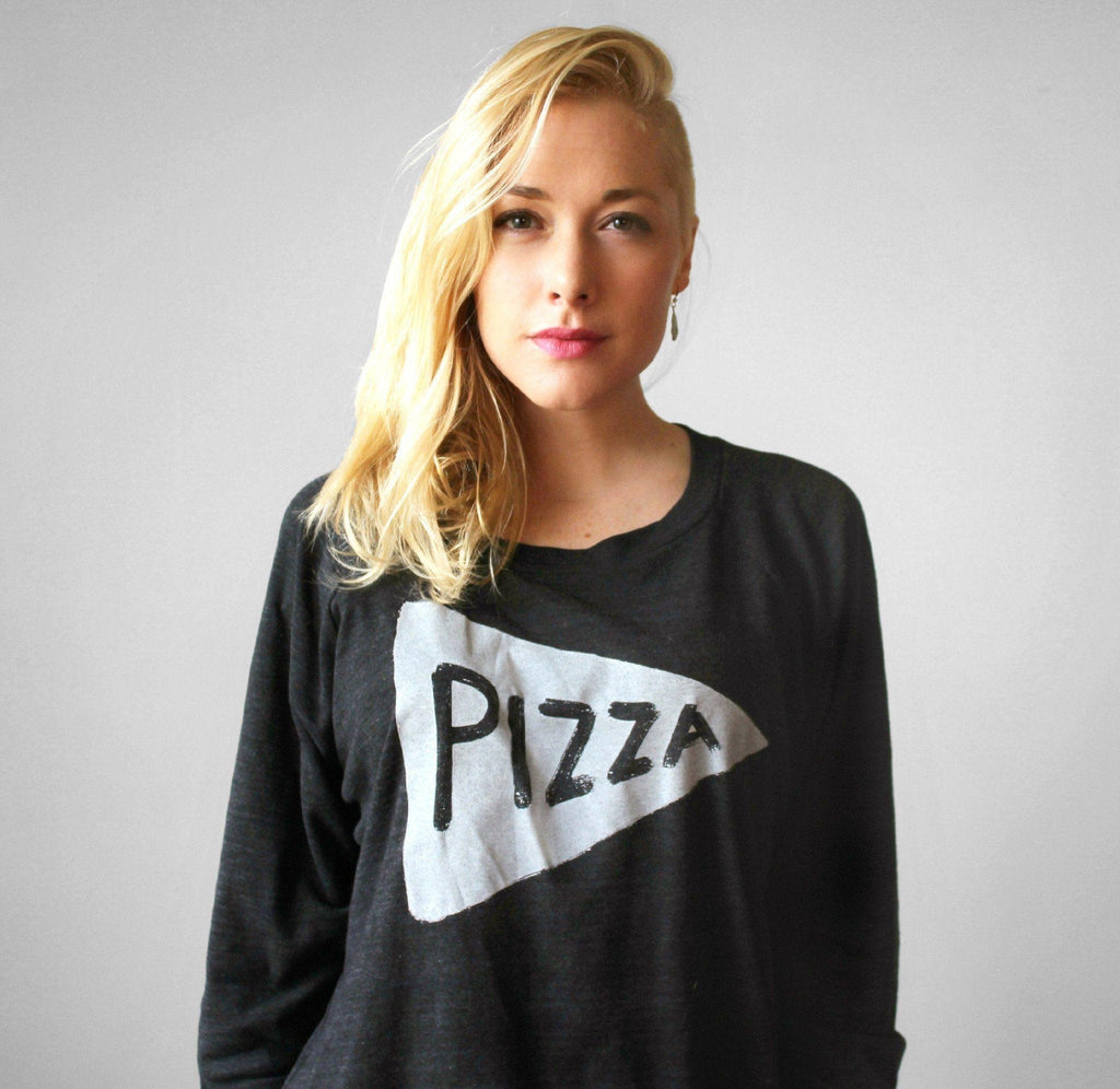 Pizza Womens Pullover Shirt in Black Womens Clothing Xenotees
