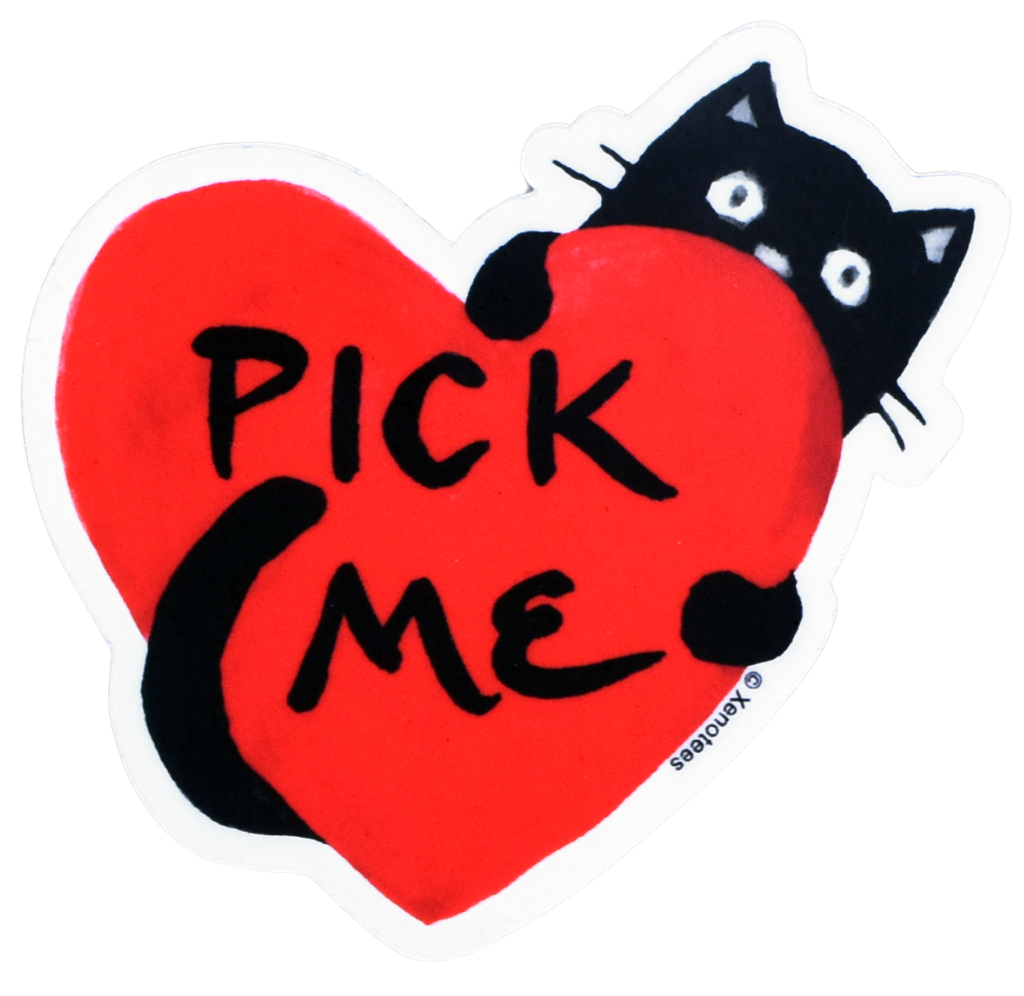 "Pick Me" Black Cat Adoption Vinyl Sticker Sticker Xenotees