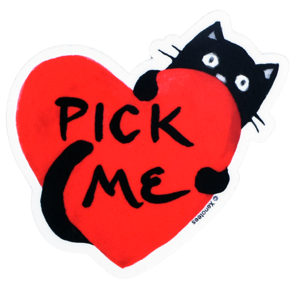 Valentine's Day Cat Heart Sticker