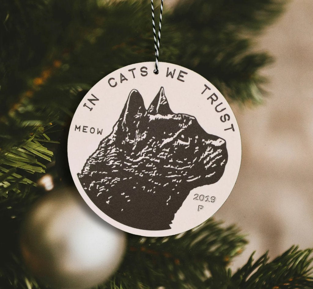 2019 Cat Coin Christmas Ornament by Xenotees