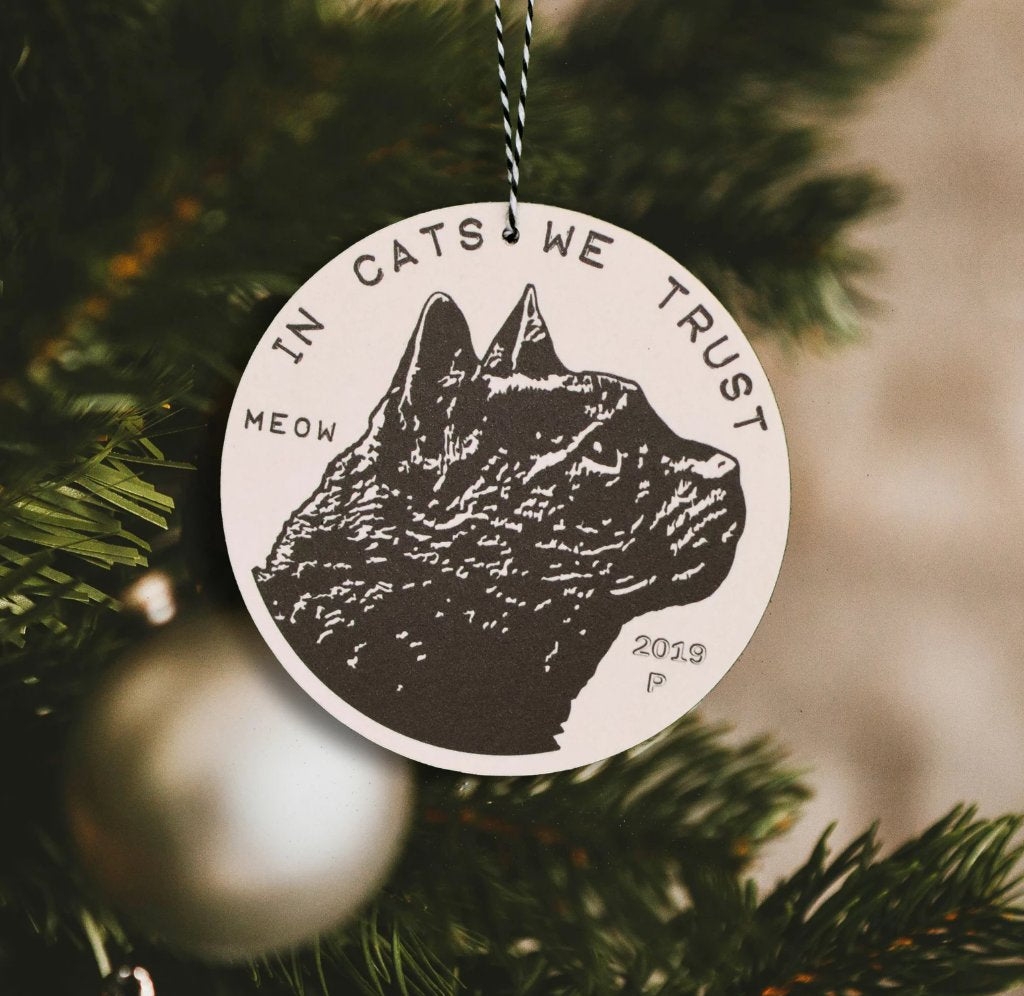 2019 Cat Coin Christmas Ornament by Xenotees