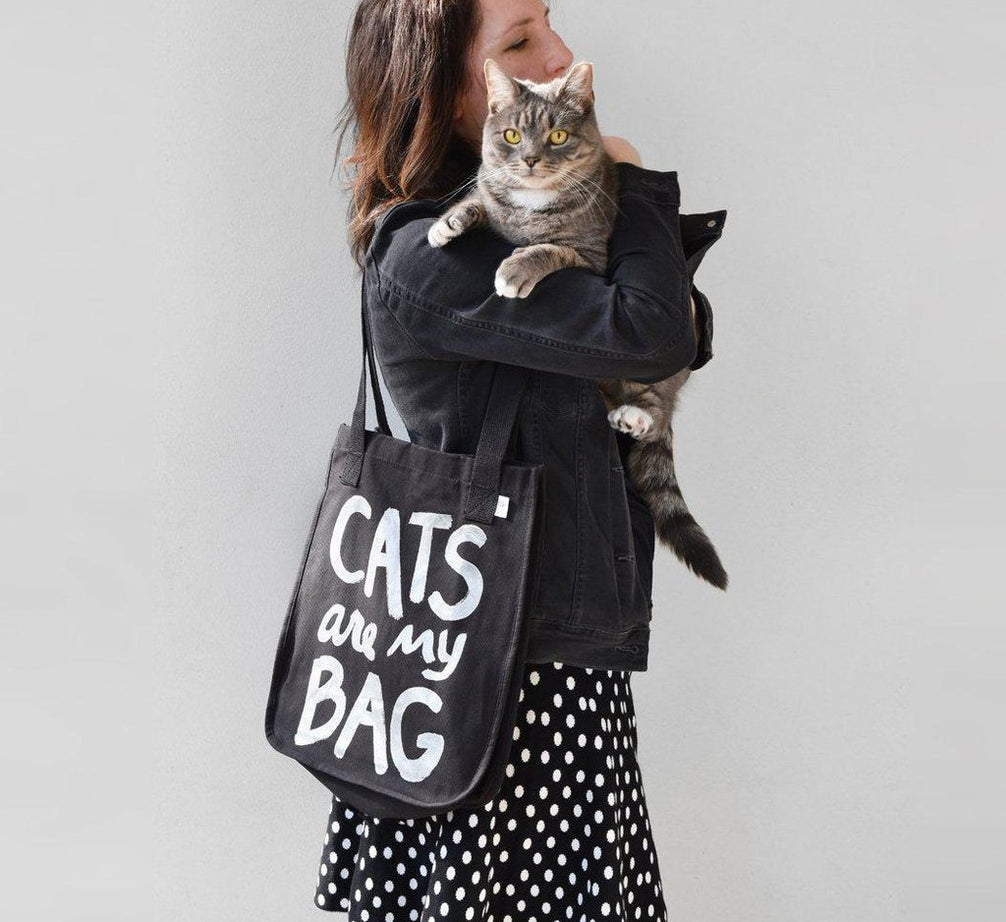 Organic Cats Are My Bag Market Tote - Black Tote Bag Xenotees