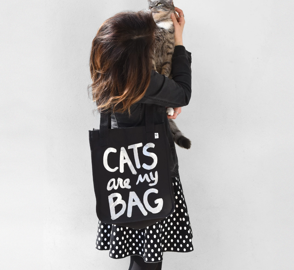 Organic Cats Are My Bag Market Tote - Black Tote Bag Xenotees
