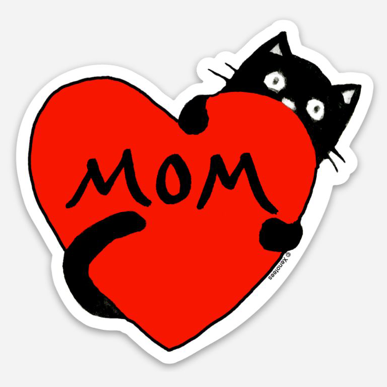 Cat Mom Fridge Car Heart Magnet