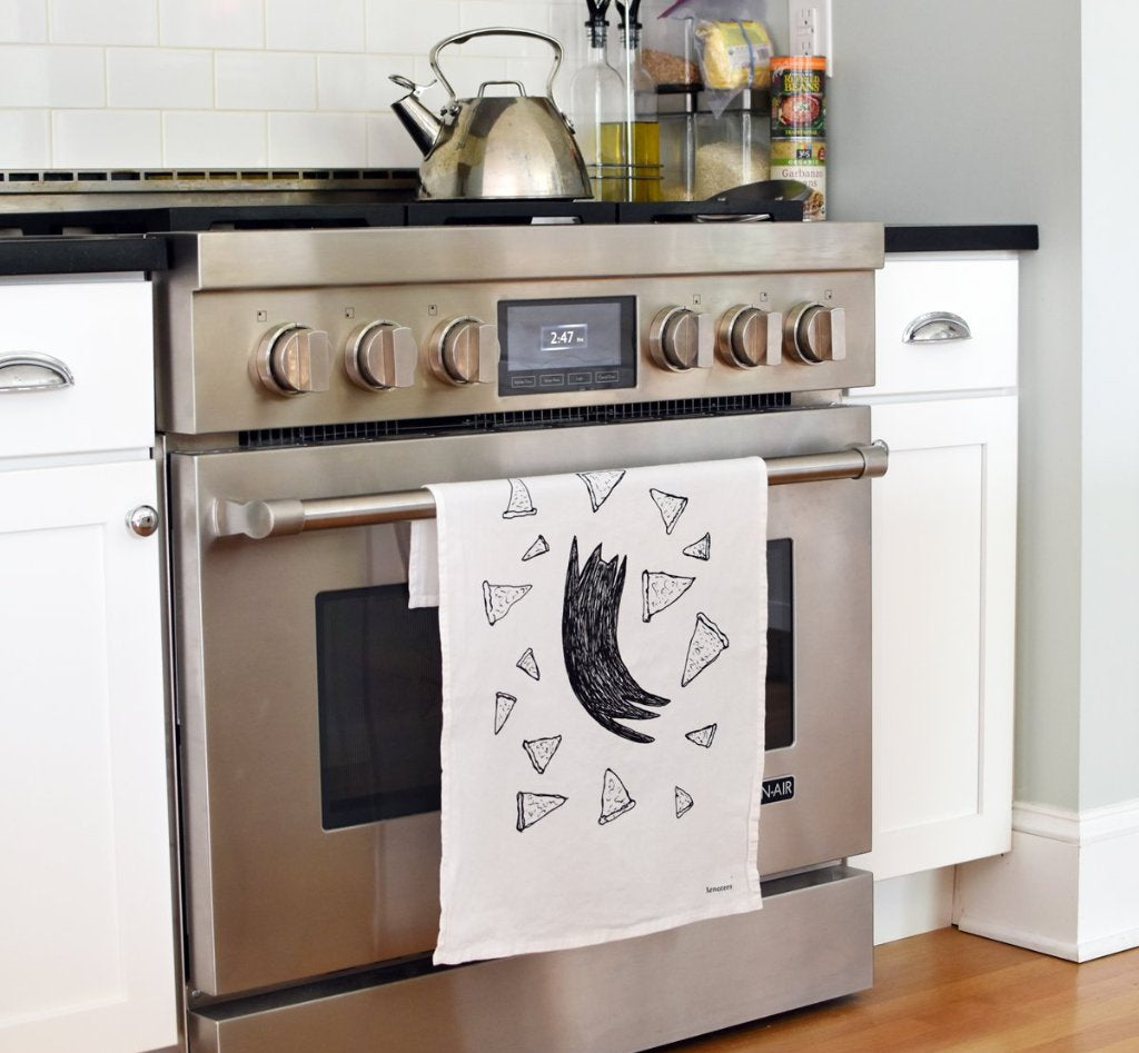 Pizza Party Cat Kitchen Towel by Xenotees