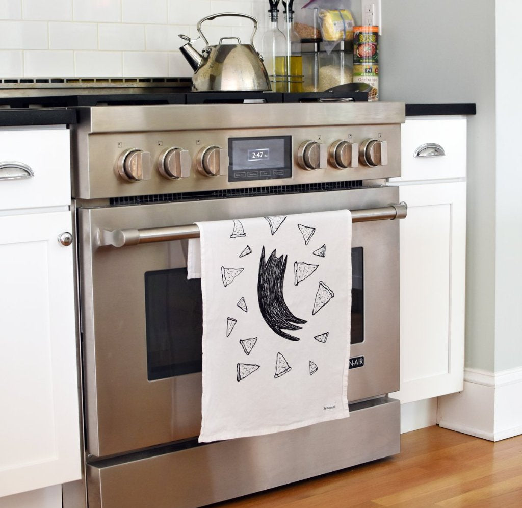 Pizza Party Cat Kitchen Towel by Xenotees