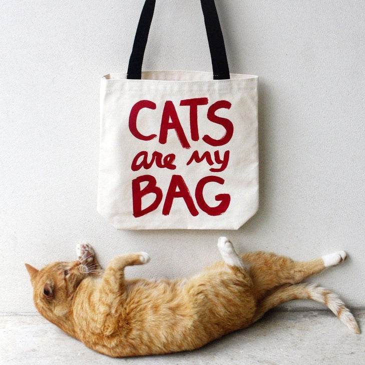 Cats Are My Bag Tote - Red Tote Bag Xenotees