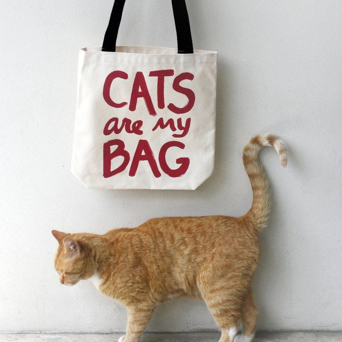 Cats Are My Bag Tote - Red Tote Bag Xenotees
