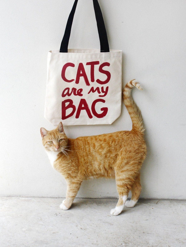 Cats Are My Bag Tote - Red by Xenotees