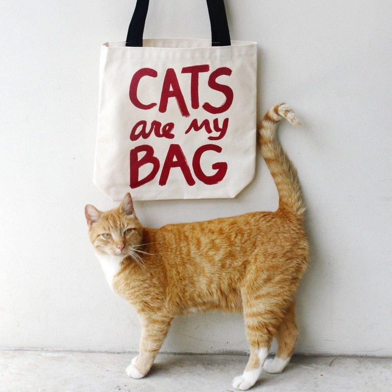 Cats Are My Bag Tote - Black & Gold Tote Bag Xenotees