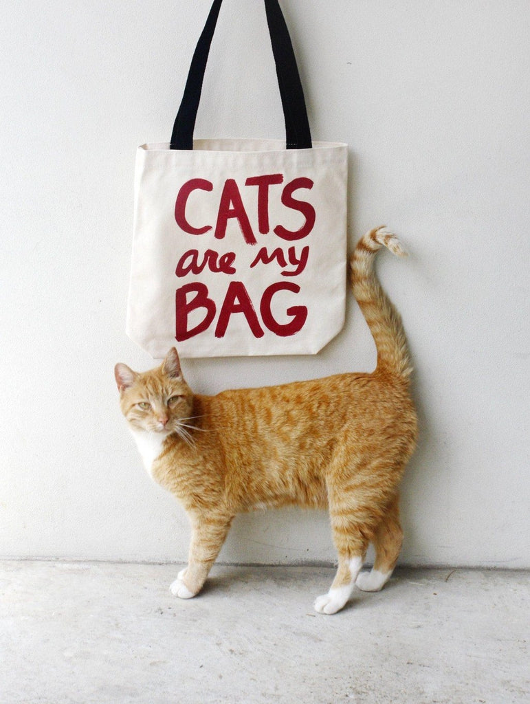 Cats Are My Bag Tote - Black & Gold by Xenotees
