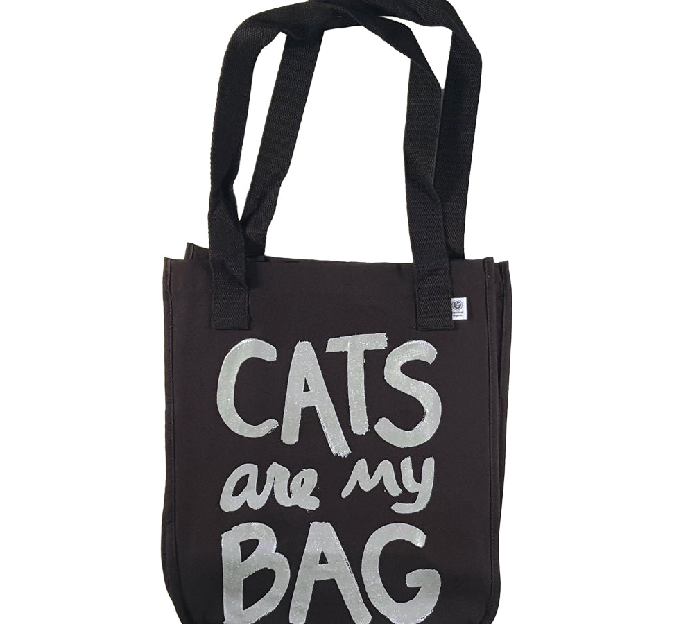 Organic Cats Are My Bag Market Tote - Black Tote Bag Xenotees