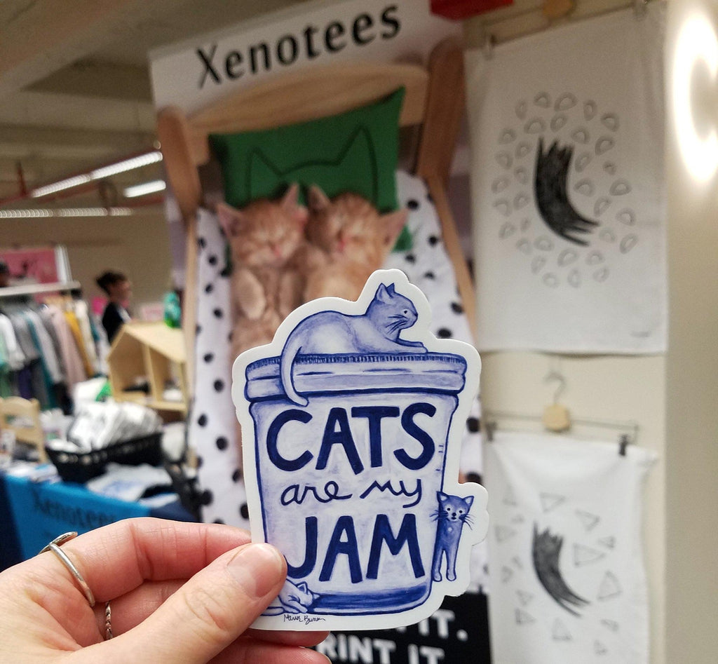Cats are my Jam Sticker by Xenotees