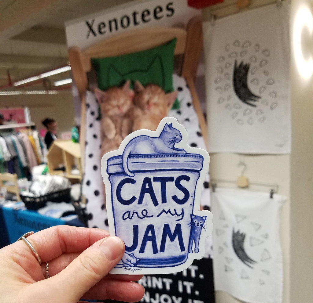 Cats are my Jam Sticker by Xenotees