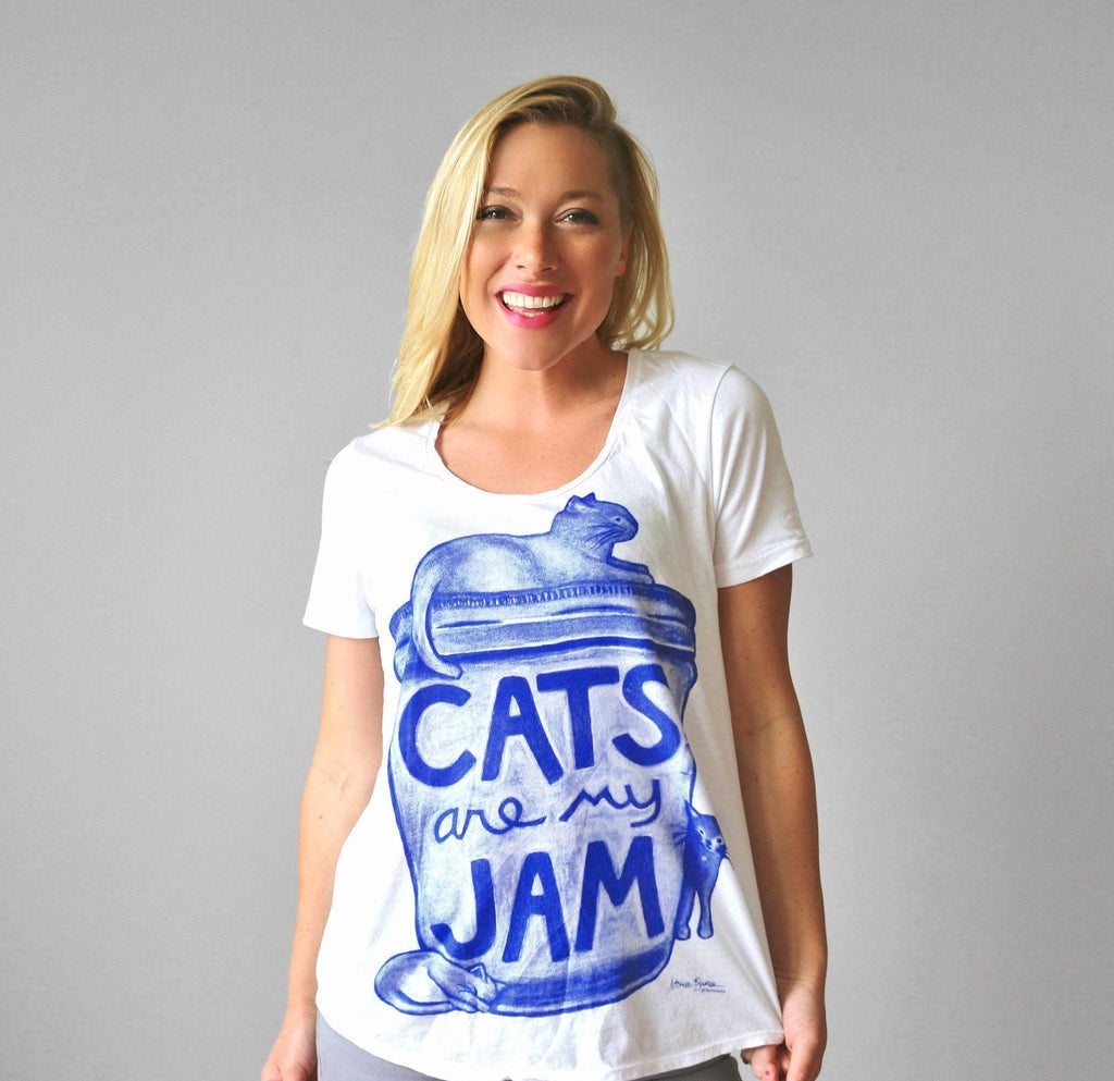 Womens Cats are my Jam T shirt - Limited Edition by Xenotees