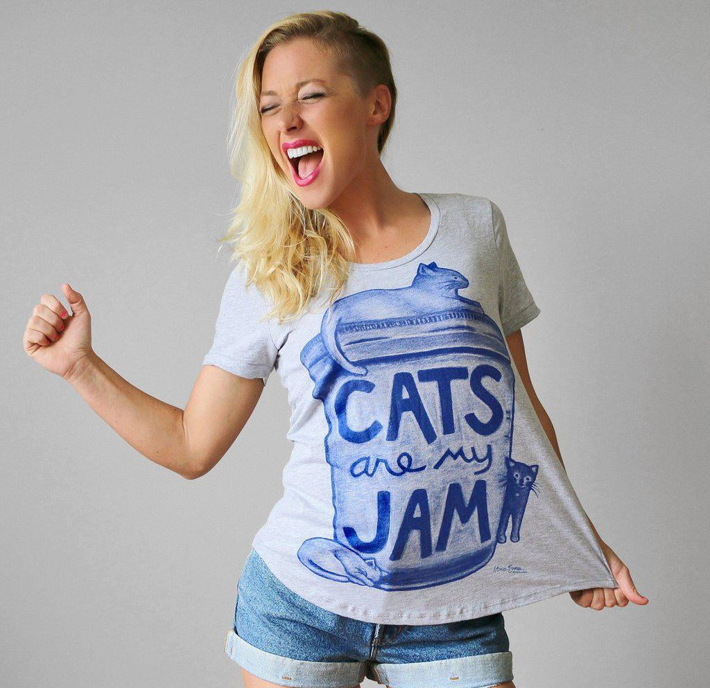 Womens Cats are my Jam T shirt - Limited Edition by Xenotees