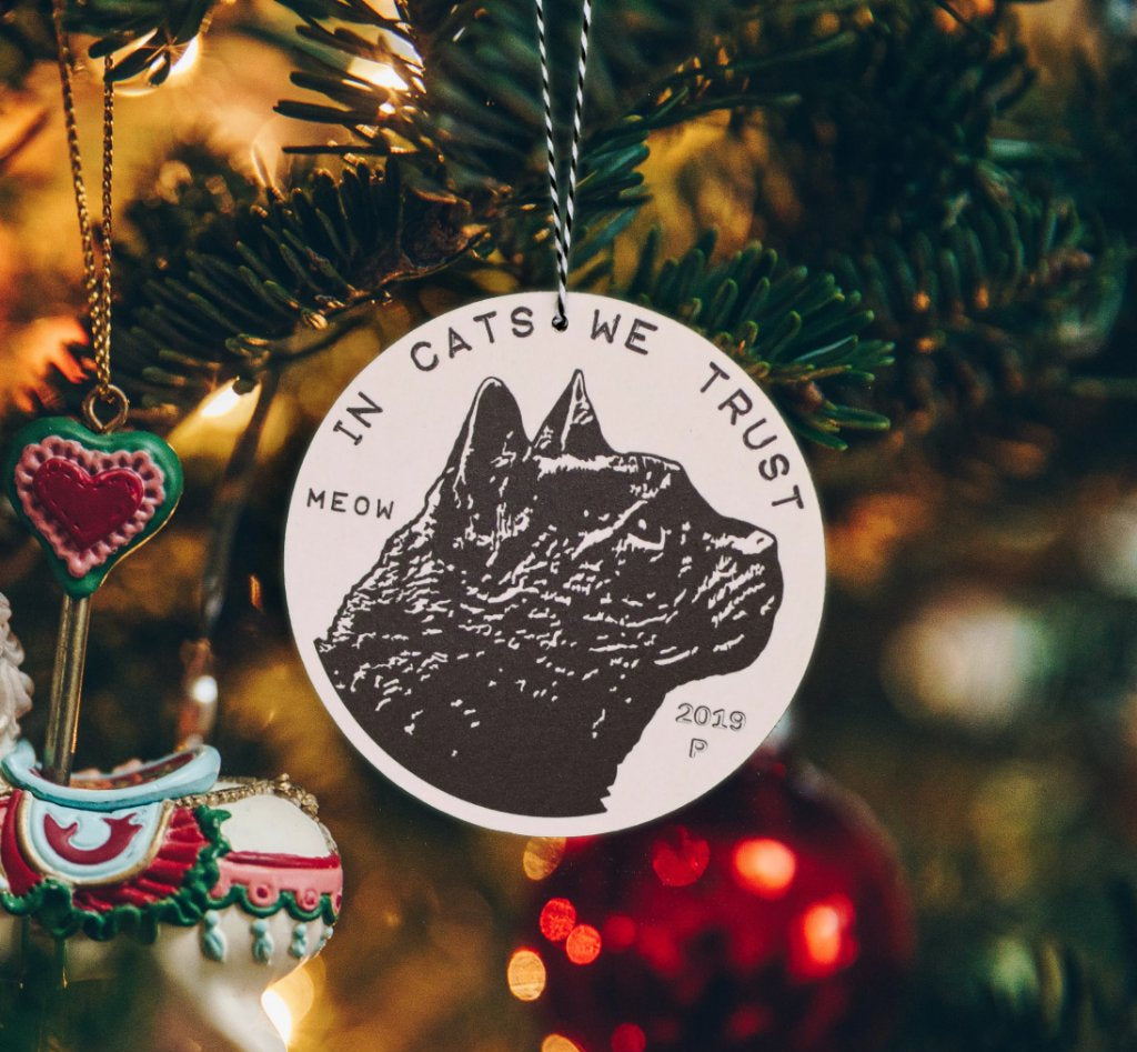 2019 Cat Coin Christmas Ornament by Xenotees