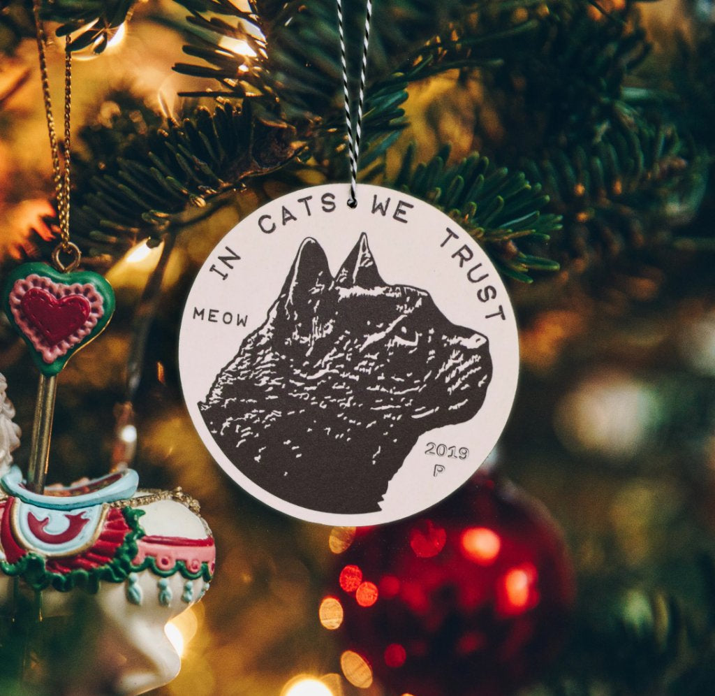 2019 Cat Coin Christmas Ornament by Xenotees