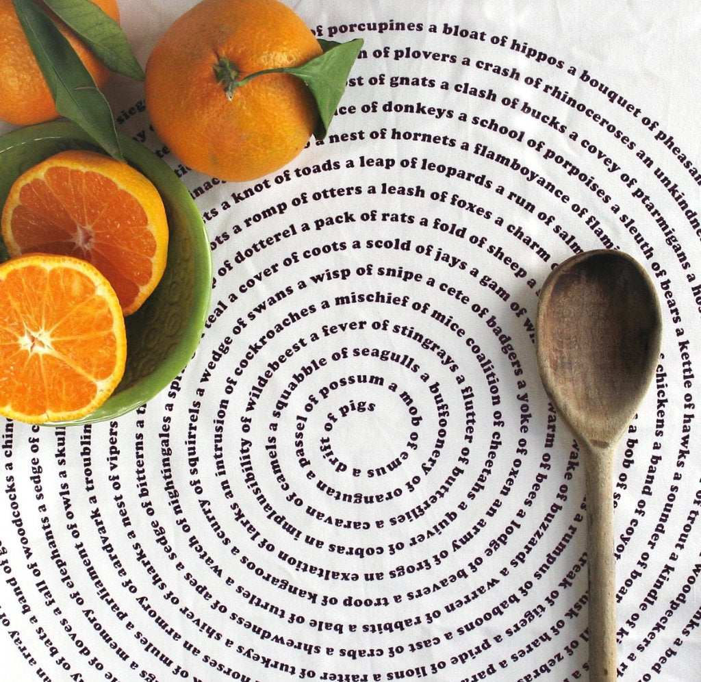 Animal Collective Nouns Flour Sack Kitchen Towel by Xenotees