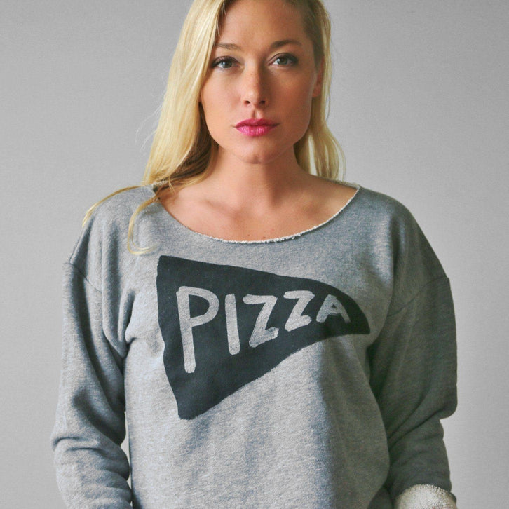 Slouchy Womens Pizza Party Crop Top Sweatshirt by Xenotees