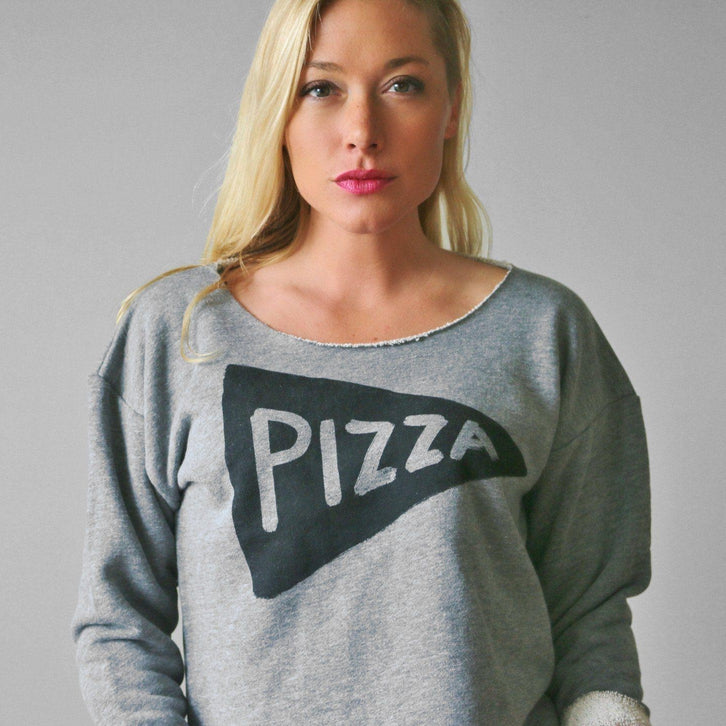 Slouchy Womens Pizza Party Crop Top Sweatshirt Womens Clothing Xenotees