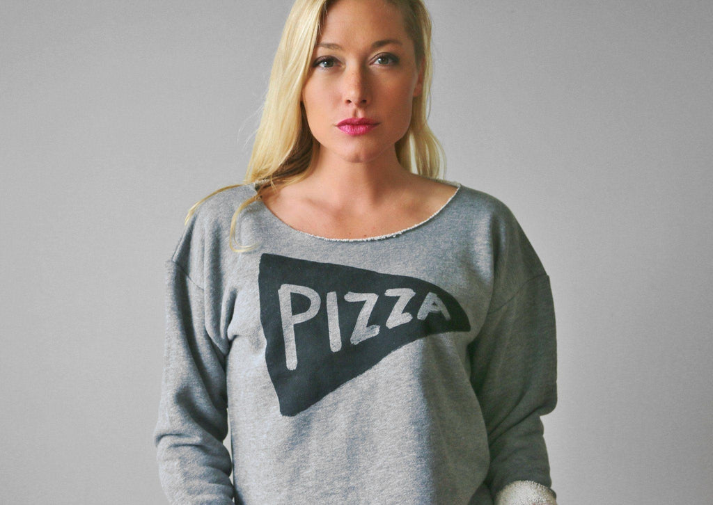 Slouchy Womens Pizza Party Crop Top Sweatshirt by Xenotees