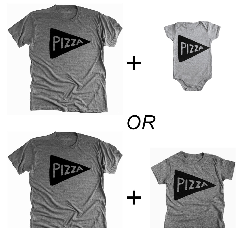 Father Son Matching Pizza T-shirts Outfit Gift for Dad on Father's Day