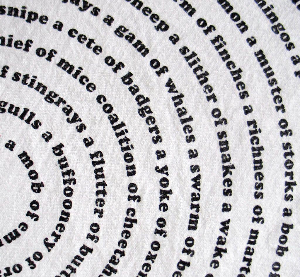 Animal Collective Nouns Flour Sack Kitchen Towel by Xenotees