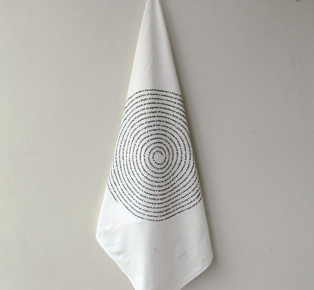 Animal Collective Nouns Flour Sack Kitchen Towel by Xenotees