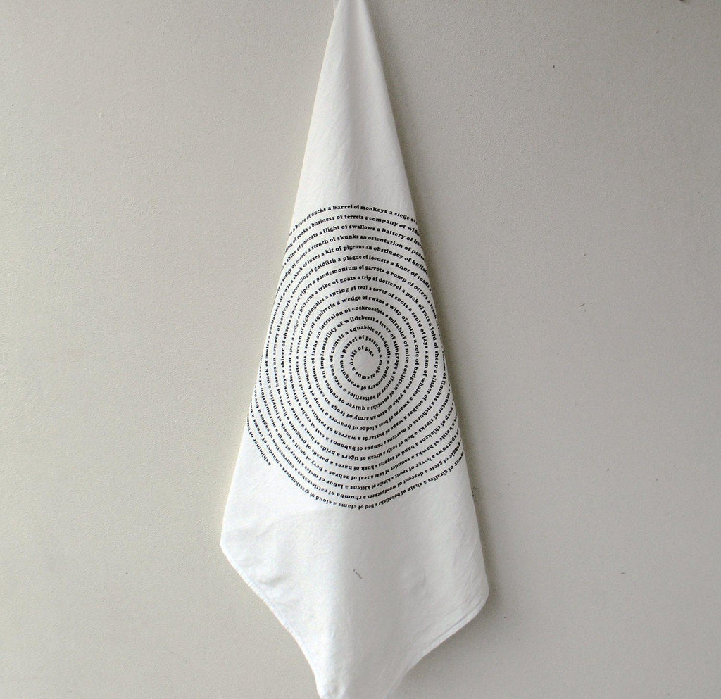 Animal Collective Nouns Flour Sack Kitchen Towel by Xenotees