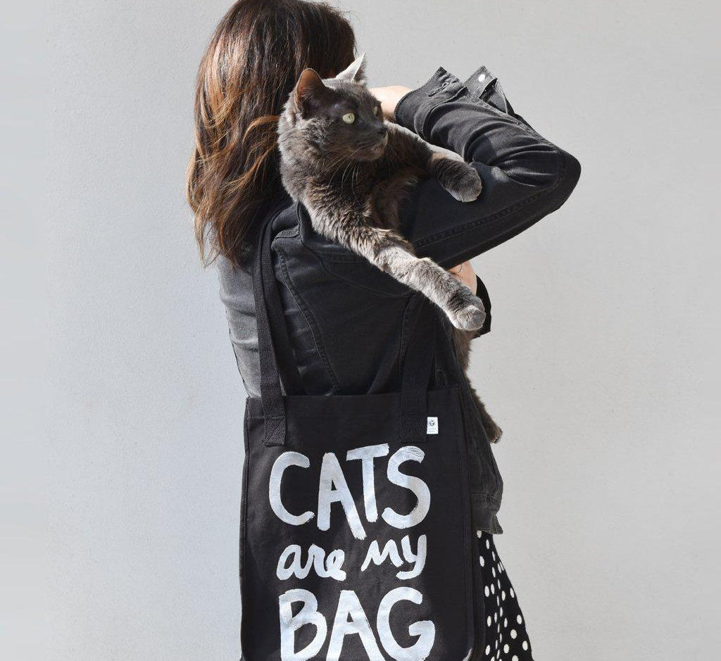 Organic Cats Are My Bag Market Tote - Black Tote Bag Xenotees