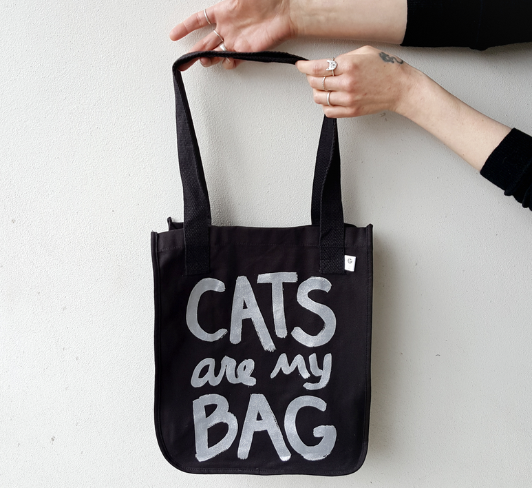 Organic Cats Are My Bag Market Tote - Black Tote Bag Xenotees
