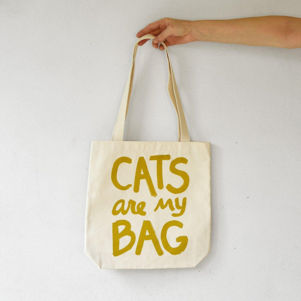 Cats Are My Bag Tote - Gold by Xenotees