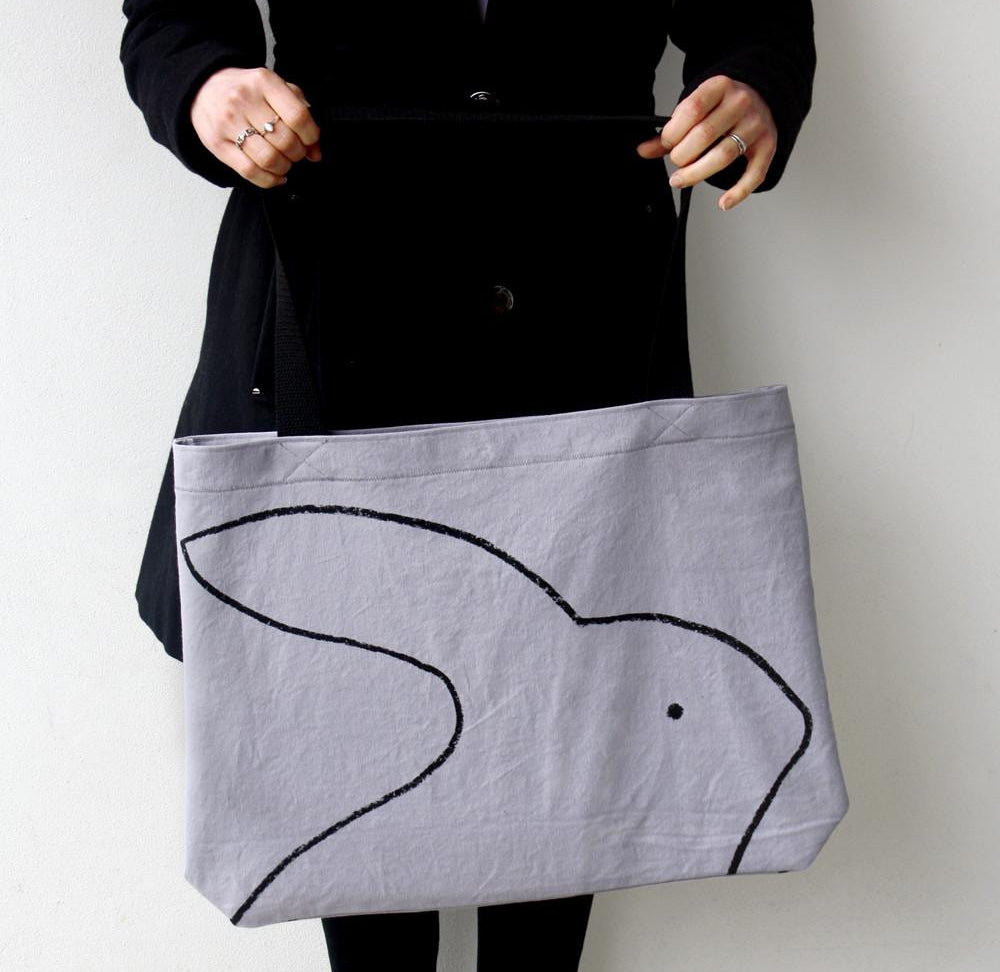 Giant Bunny Rabbit Canvas Market Tote Bag Tote Bag Xenotees