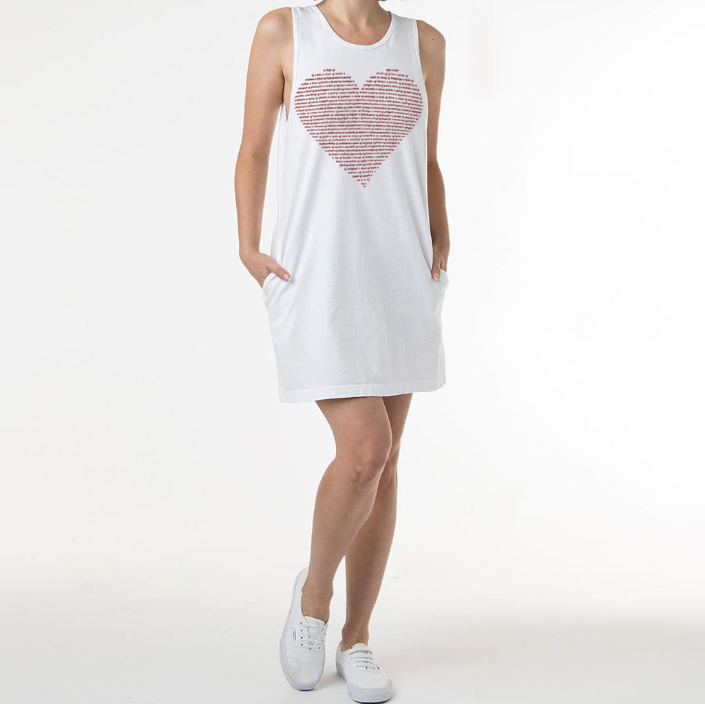 Ladies Animal Lover Tank T-shirt Dress With Pockets - White Dress Xenotees