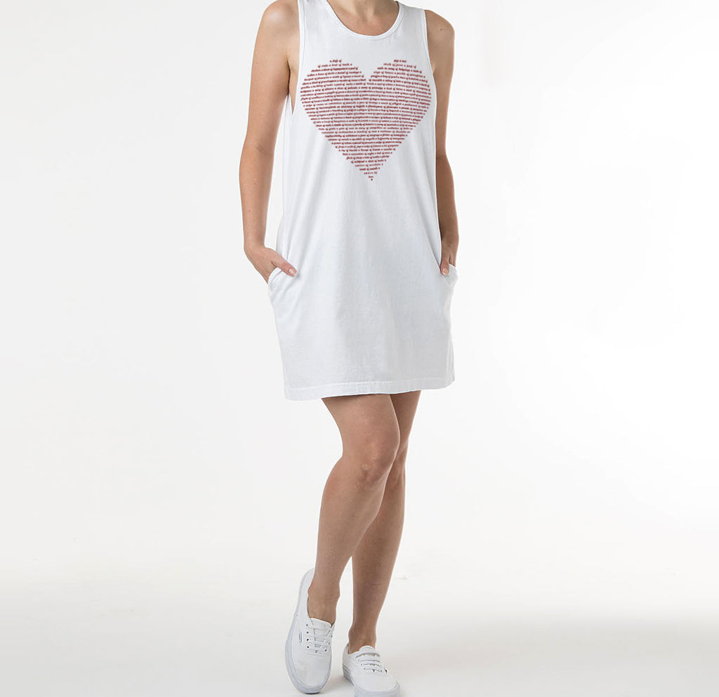 Ladies Animal Lover Tank T-shirt Dress With Pockets - White Dress Xenotees