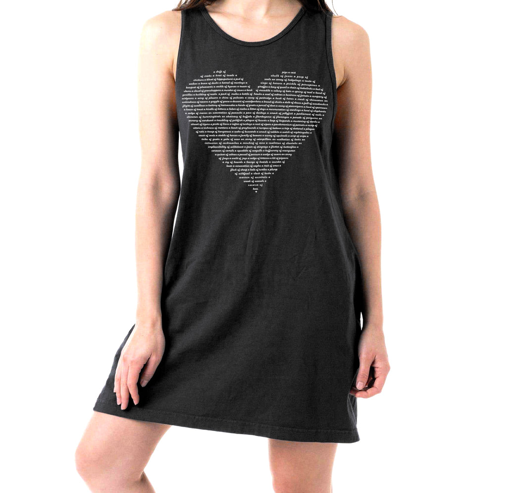 Ladies Animal Lover Tank T-shirt Dress With Pockets - Black Dress Xenotees
