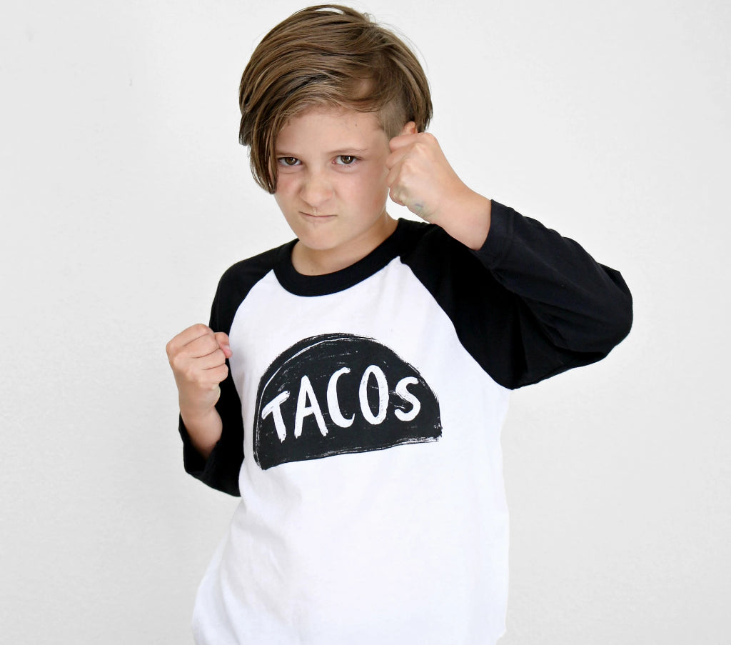 Baby / Kids Raglan Taco Baseball Shirt by Xenotees