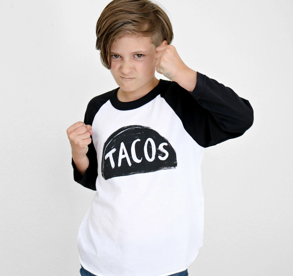 Baby / Kids Raglan Taco Baseball Shirt Kids Clothing Xenotees
