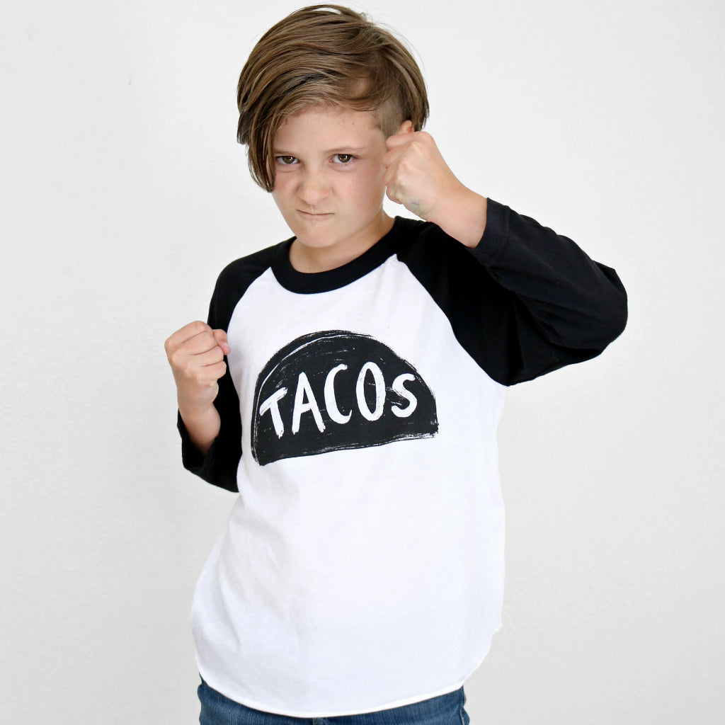 Baby / Kids Raglan Taco Baseball Shirt by Xenotees