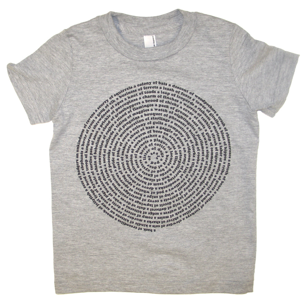 Kids Animal Collective Nouns T-Shirt for Montessori Child - Graphic Tee for 2-Year-Olds