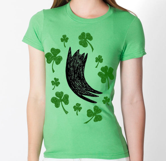 Women's Cat Shamrock Shirt by Xenotees