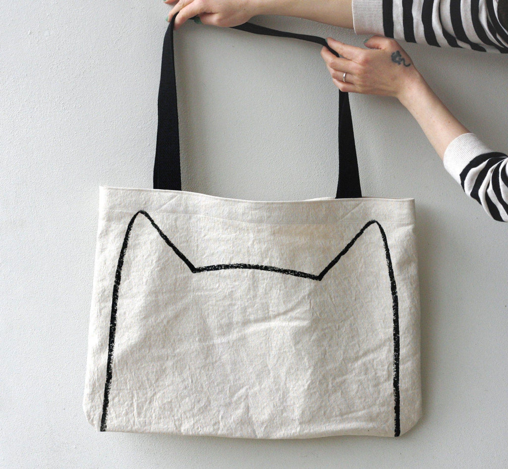 Natural Handmade Big Cat Lover Tote Bag by Xenotees