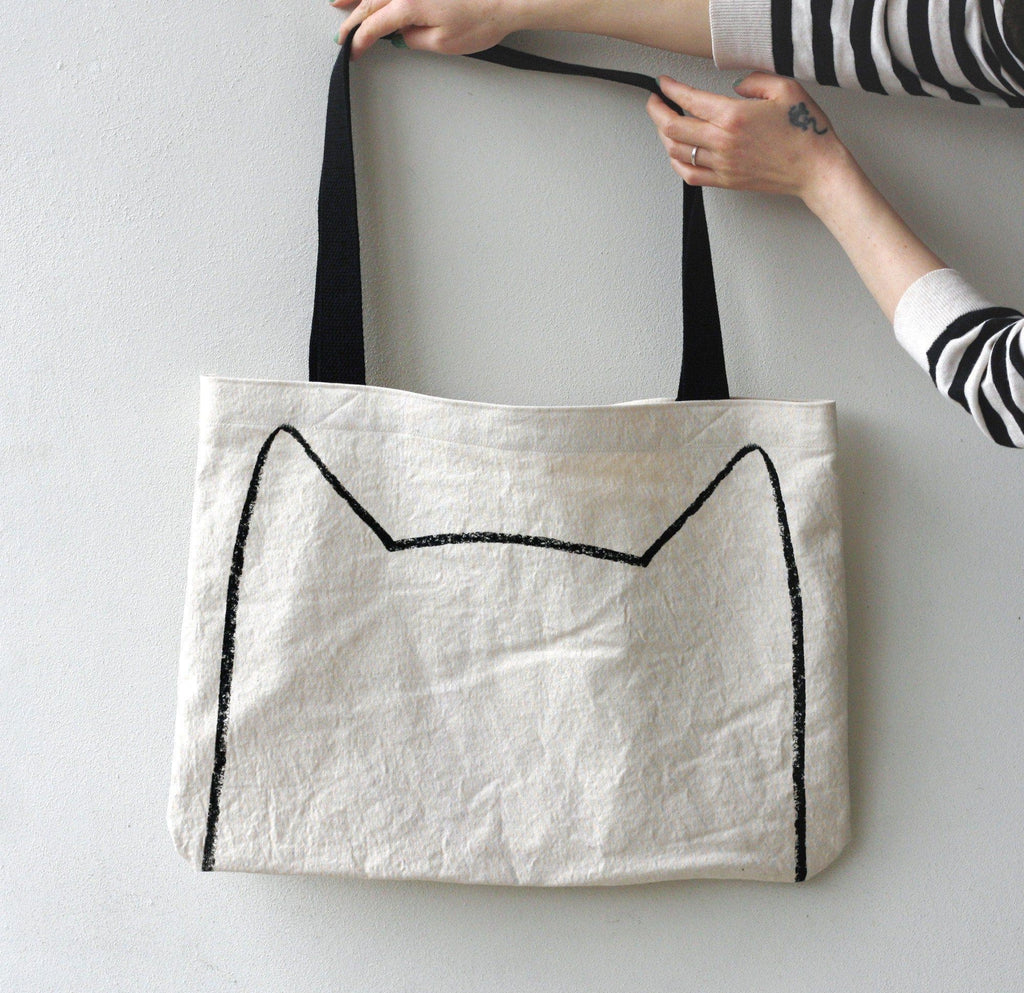 Natural Handmade Big Cat Lover Tote Bag by Xenotees