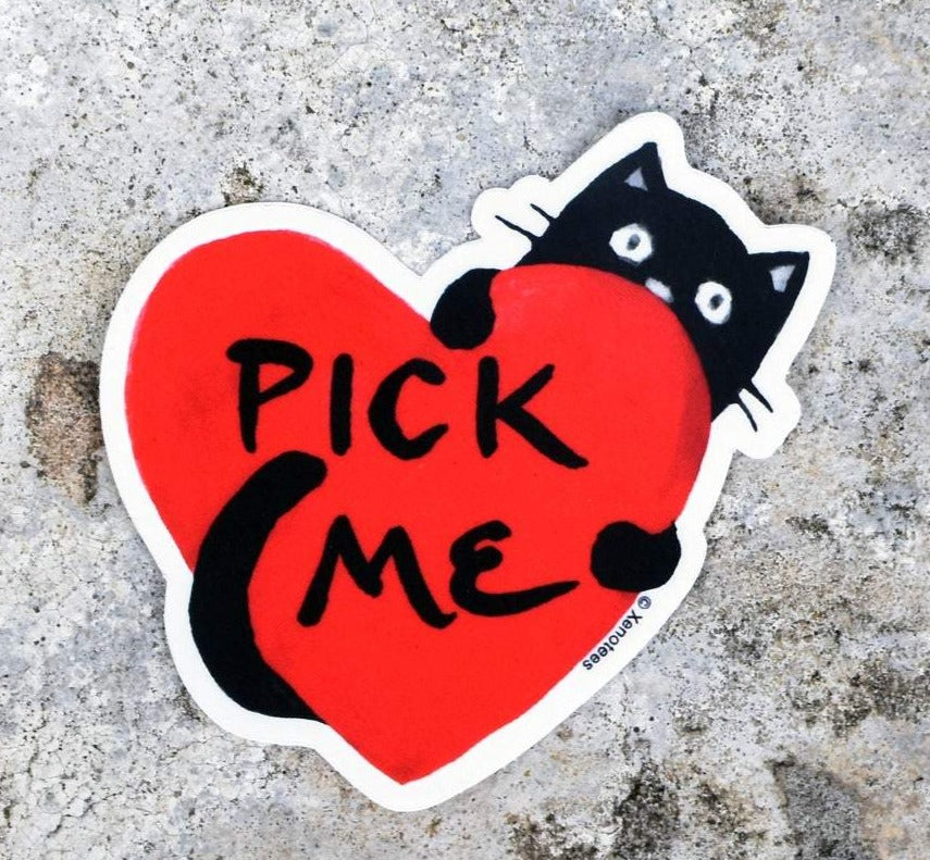 Cute Black Cat Adopt Sticker