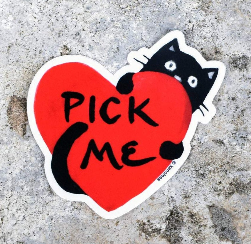 Cute Black Cat Adopt Sticker