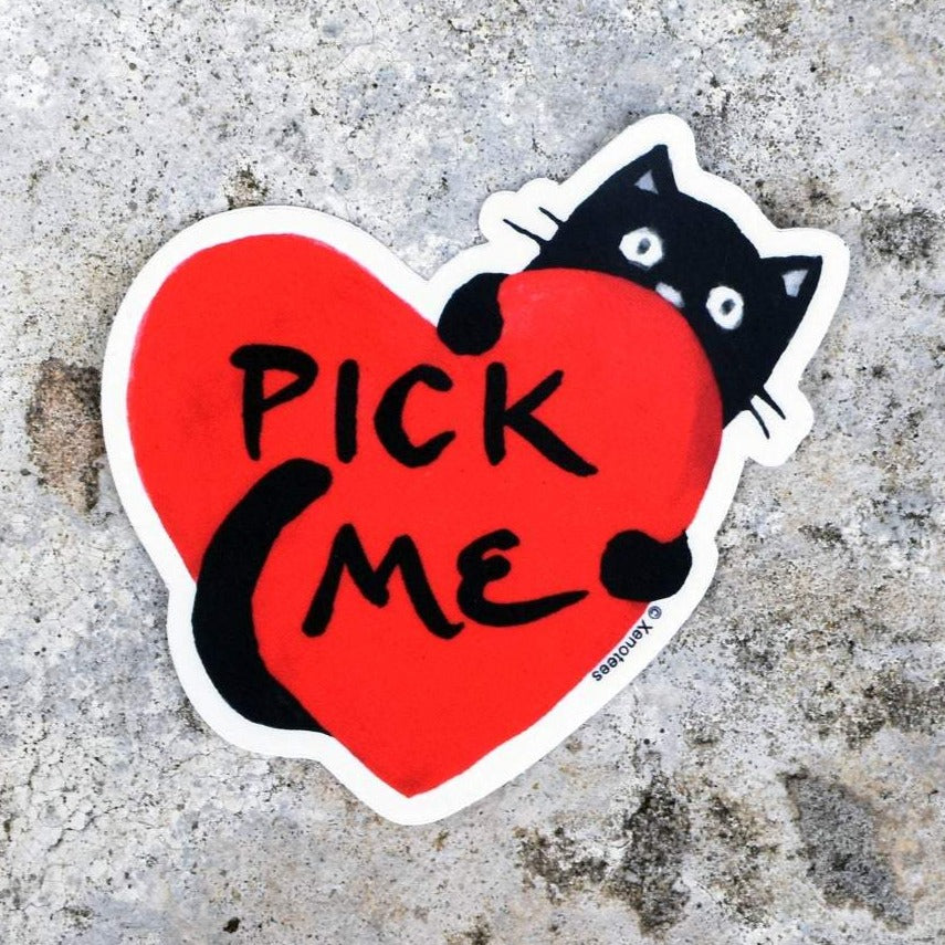 Cute Black Cat Adopt Sticker